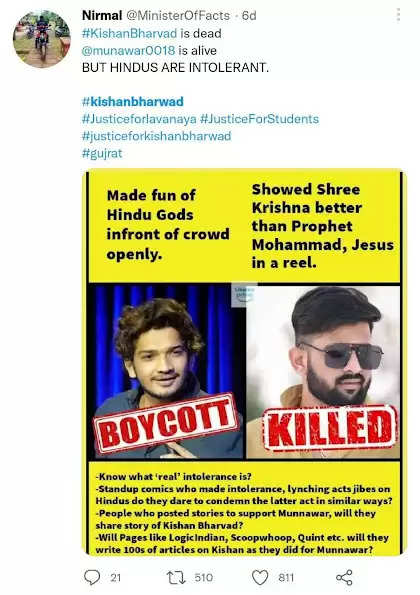 Social Media on Fire over murder of Hindu youth Kishan Bharwad